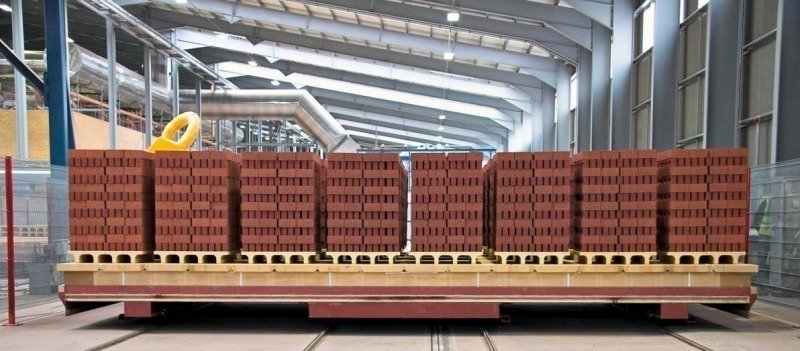 Kiln car with bricks