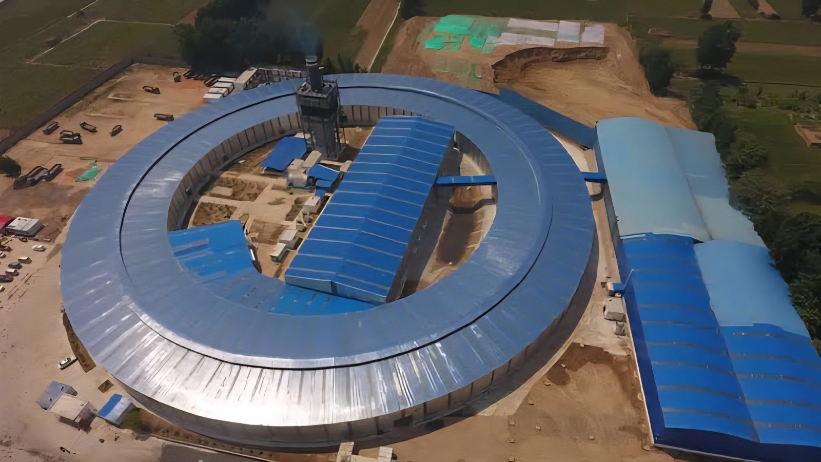 Rotary kiln plant aerial overview