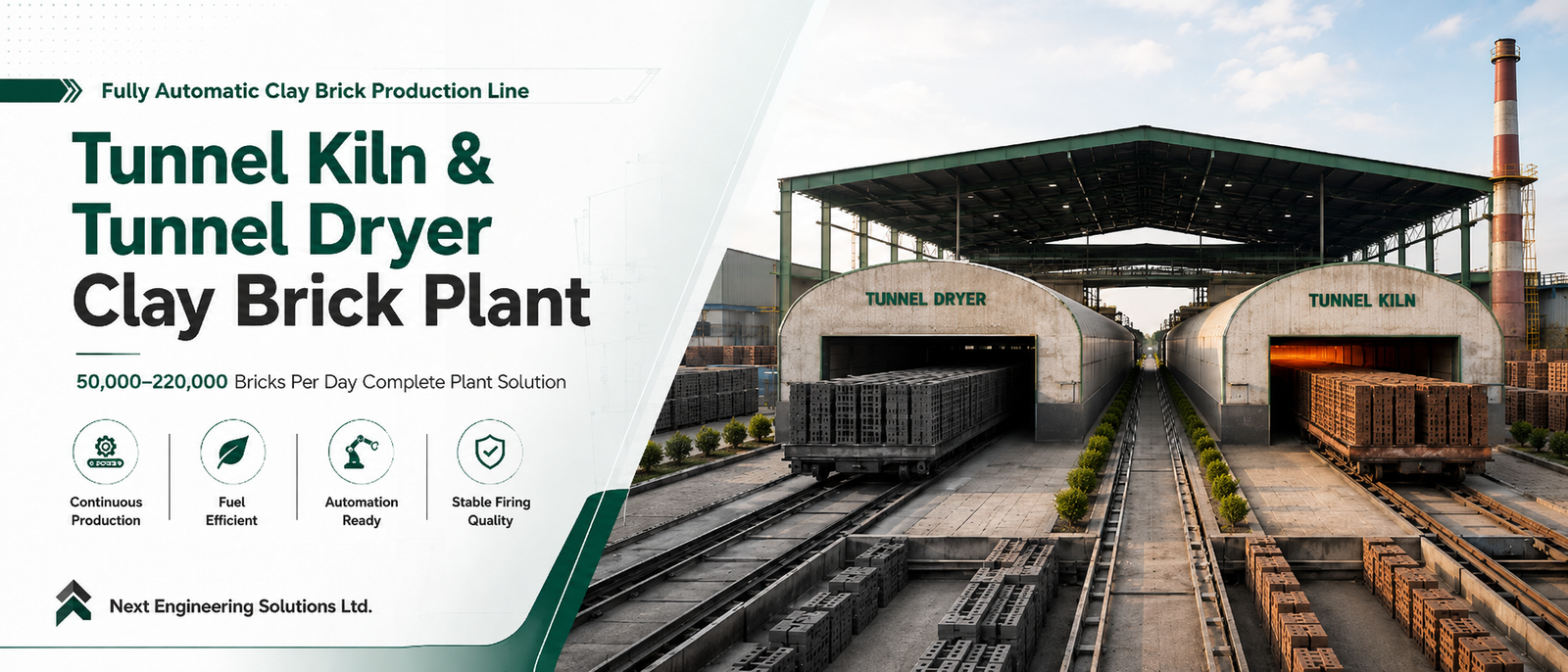 Tunnel kiln and tunnel dryer clay brick plant by Next Engineering Solutions Ltd